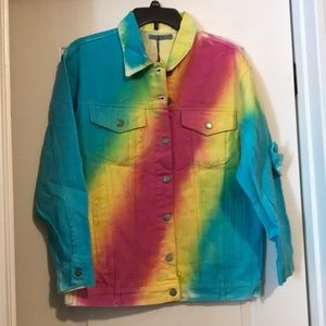 🌈LF CARMAR rainbow denim jacket NWT $248 XS